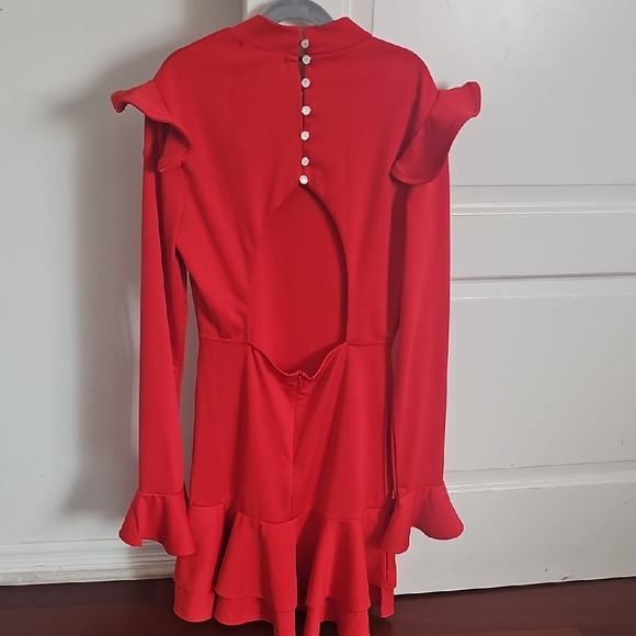 CBR Red Ruffle Mini Dress - Picture 3 of 5